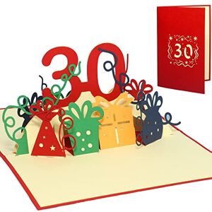 LINPOPUP ®, POP UP 3D Carte de voeux ; Carte d'anniversaire 30ème anniversaire ; 30 party, rouge, N241 - Publicité