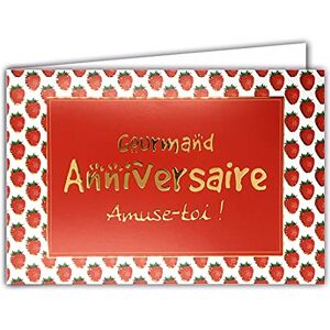 AFIE 69-5133 Carte Gourmand Anniversaire Amuse-toi en Or Doré Brillant Avec enveloppe Format fermé 115x170mm ; Fabrication Française ; Horizontale ; Fraises ; Rouge ; - Publicité