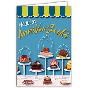 AFIE Carte Heureux Anniversaire Gâteaux Pâtisseries Dessert Goûter Gourmand Cloches Illustration avec Enveloppe Format 12x17,5cm Papier 300gr issu de forêts gérées durablement Fabriqué en France 69-8040 - Publicité