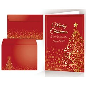Edition Colibri Set de cartes de Noël ARBRE DE NOëL DORÉ avec enveloppe 10 pièces Cartes de vœux de Noël anglaises françaises de grande qualité/avec enveloppes / 14,8 x 10,5 cm - Publicité