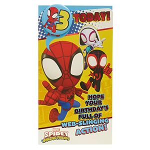 UK Greetings Marvel Carte d'anniversaire 3 ans pour lui/garçon avec enveloppe – Motif badge – Avec Spider-Man, multicolore, 121 mm x 229 mm - Publicité