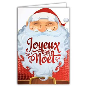 AFIE 61-5630 Carte Joyeux Père Noël Rouge Brillant Scintillant étincelant Flamboyant Tricot Fêtes de Fin d'Année Avec Enveloppe Blanche - Publicité