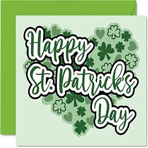 Stuff4 Carte de St Patrick avec inscription Happy St Patrick Cartes de jour irlandaises avec cœurs et trèfle pour meilleur ami, mari, épouse, frère, sœur ou partenaire, 145 mm x 145 mm - Publicité