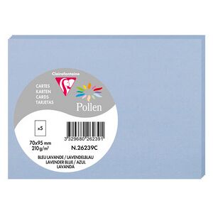 Clairefontaine Sachet de 5 cartes simples Pollen 70x95 210g/m2 - Lot de 20 Bleu lavande