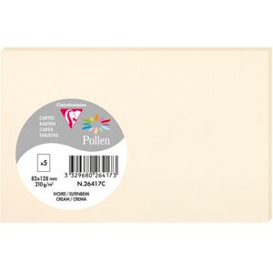 Clairefontaine Sachet de 5 cartes simples Pollen 82x128 210g/m2 - Ivoire - Lot de 20 Blanc