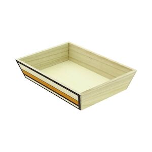 CREAPAK urban corbeille bois naturel rectangle décor bayadere 28x20x6 cm - carton de 40