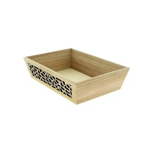 CREAPAK laser corbeille bois naturel rectangle décor découpe laser 35x25x9 cm - carton de 20