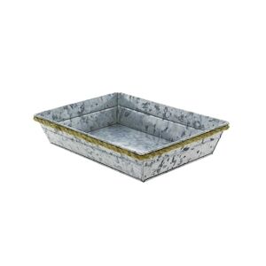 CREAPAK zinky corbeille métal zinc martelé rectangle, corde sisal 28x20x5,5 cm - carton de 38