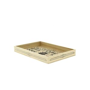 CREAPAK barok plateau rectangle bois naturel inscriptions noires 36x25x4 cm - carton de 12