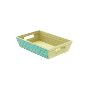 CREAPAK amandine corbeille bois naturel rectangle décor impression quadri 28x20x6 cm - carton de 40