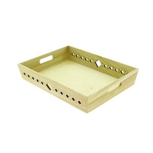 CREAPAK losange plateau rectangle bois naturel décor découpe laser 40x30x7 cm - carton de 20