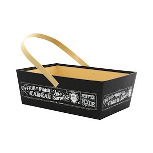 CREAPAK vintage noir panier carton rectangle, 1 anse pvc 36x25x13 cm - carton de 24