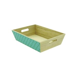 CREAPAK amandine corbeille bois naturel rectangle décor impression quadri 35x25x9 cm - carton de 20