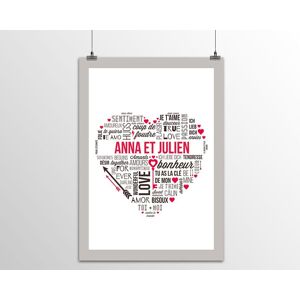 Cadeaux.com Affiche personnalisée prénoms couple - Mots d'Amour Blanc