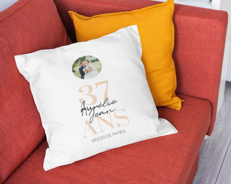 Cadeaux.com Coussin personnalisé anniversaire de mariage - Noces de Papier