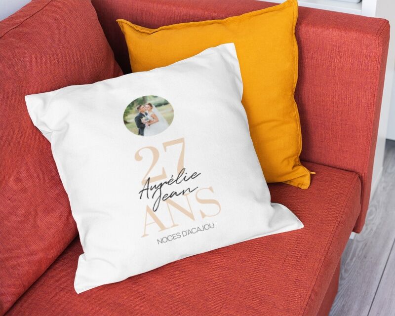 Cadeaux.com Coussin personnalisé anniversaire de mariage - Noces d'Acajou