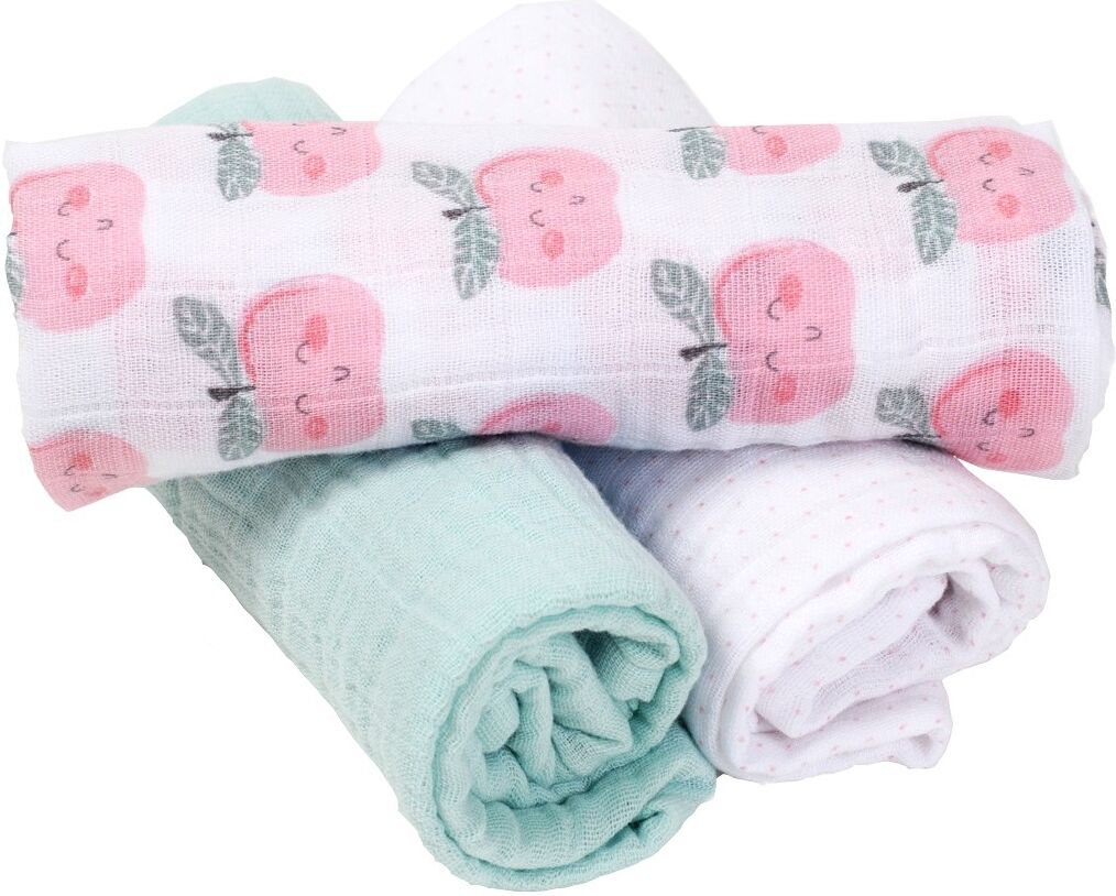 LITTLE CREVETTE Lot de 3 langes bébé coton bio* Pomme d'amour