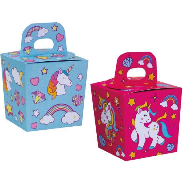 decora 6 candy box in cartoncino compostabile unicorno 6 x 6 x 10,5 h cm