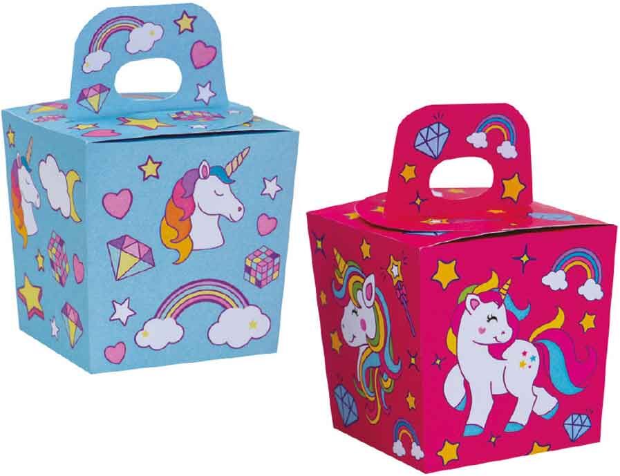 Decora 6 Candy Box In Cartoncino Compostabile Unicorno 6 X 6 X 10,5 H Cm