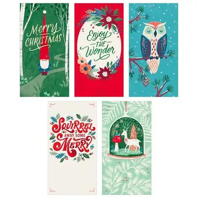 Hallmark Enjoy the Wonder Christmas Gift Card Holders or Money Holders Assortment 5-pk., Black