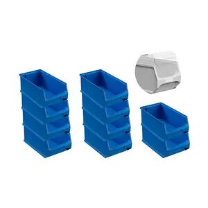 PROREGAL 10x Blaue Sichtlagerbox 4.0 mit Abdeckung   HxBxT 15x20x35cm   7,2 Liter   Sichtlagerbehälter, Sichtlagerkasten