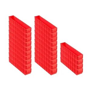 PROREGAL 24x Rote Industriebox 500 S   HxBxT 8,1x9,1x50cm   2,8 Liter   Sichtlagerkasten, Sortimentskasten, Sortimentsbox, Kleinteilebox