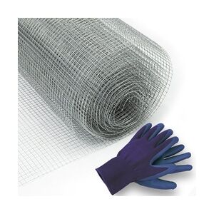 KARAT Drahtgitter feinmaschig inkl. Handschuhe - Maschenweite 6,3 mm - verzinkt - Metallgitter als Volierendraht / 0,5 x 5 m