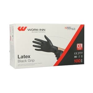 100 WORK-INN/PS Handschuhe, Latex puderfrei Black Grip schwarz Größe XL