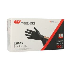 100 WORK-INN/PS Handschuhe, Latex puderfrei Black Grip schwarz Größe L