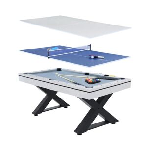 Concept Usine Mesa multi-juegos de madera blanca para ping-pong y billar