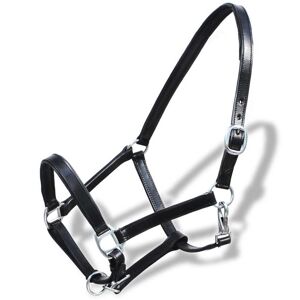 vidaXL Ronzal/Cabestro de Cuero Negro Ajustable Para Caballo Percherón