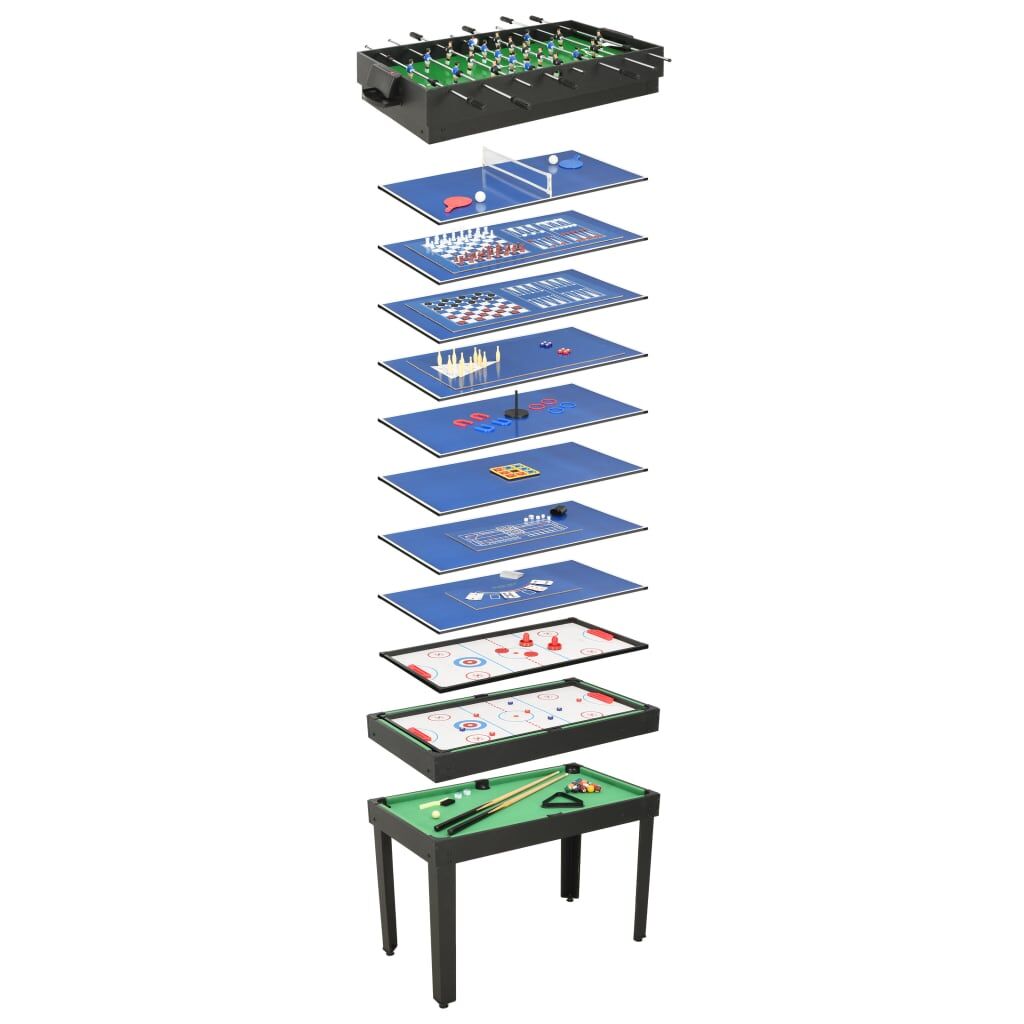 vidaXL Mesa multijuegos 15 en 1 negro 121x61x82 cm