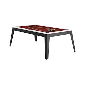 RENE PIERRE Billard Steel Blanc Pieds Gris Drap Rouge 203x116x78cm + plateaux table