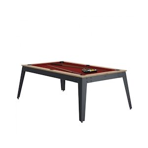 RENE PIERRE Billard Steel Chene Sable Pieds Gris Drap Rouge 203x116x78cm