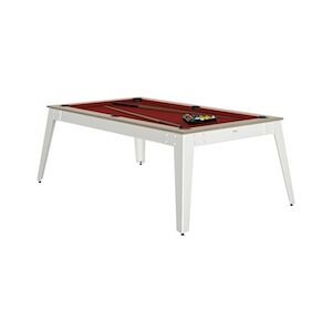 RENE PIERRE Billard Steel Oslo Pieds Blanc Drap Rouge 203x116x78cm