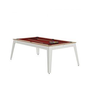 RENE PIERRE Billard Steel Chene Sable Pieds Blanc Drap Rouge 203x116x78cm + plateaux table