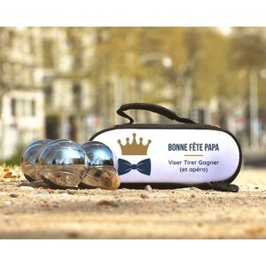 Cadeaux.com Sacoche de Pétanque personnalisable avec option Triplette de boules de pétanque - Papa Royal - Publicité