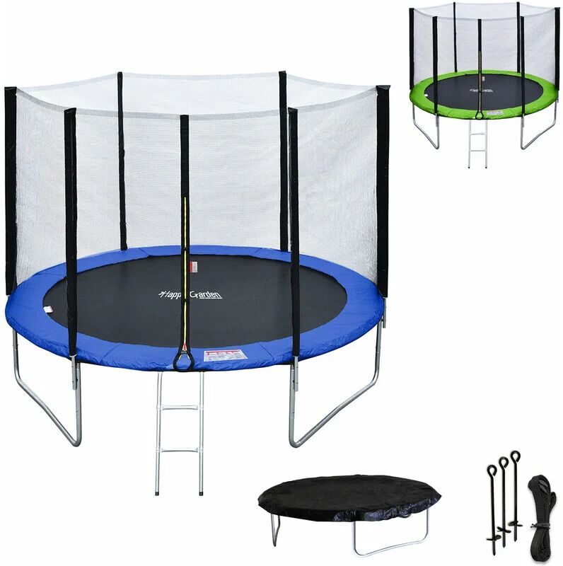 Happy Garden - Pack Premium Trampoline 305cm réversible bleu / vert