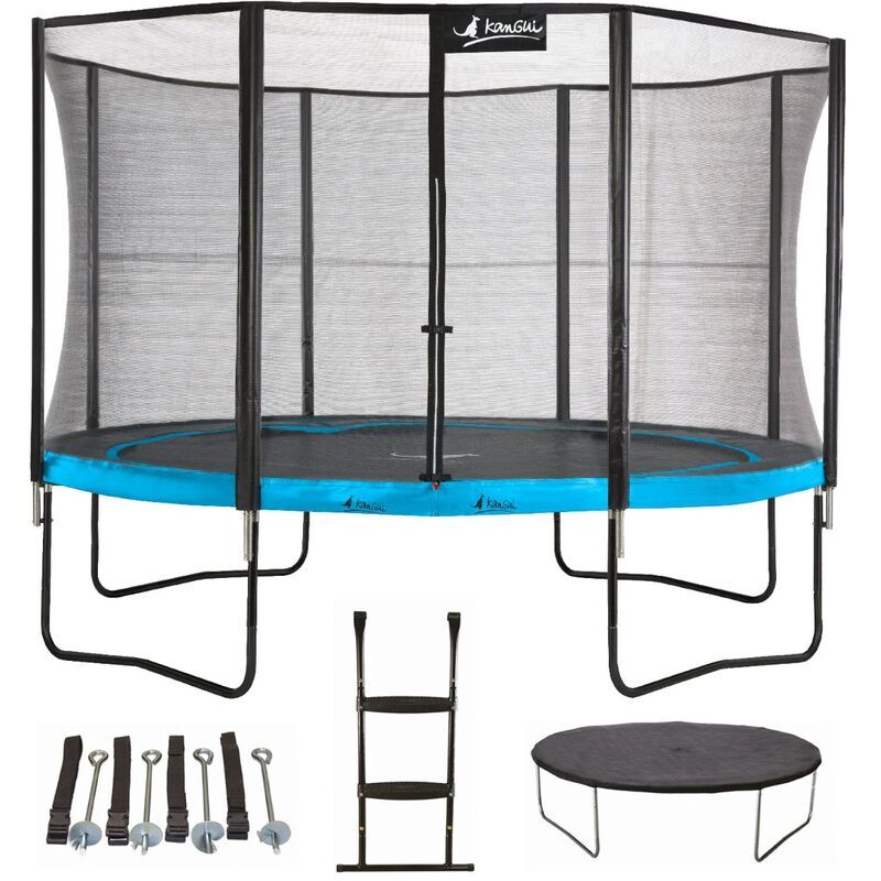 Kangui - Trampoline 430 cm + filet + échelle + bâche + kit d'ancrage PUNCHI