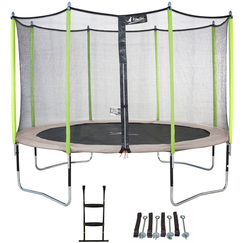 Kangui - Trampoline de jardin 365 cm + filet de sécurité + échelle + kit