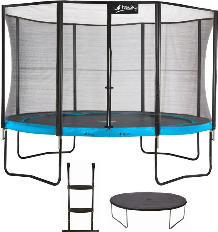 Kangui - Trampoline de jardin 365 cm + filet de sécurité + échelle +