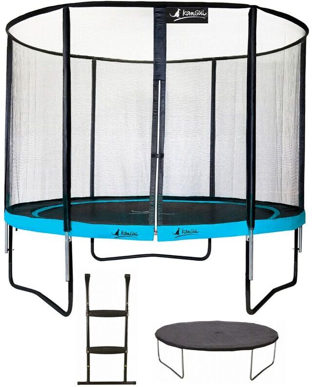 Kangui - Trampoline de jardin rond 305 cm + filet de sécurité + échelle + bâche