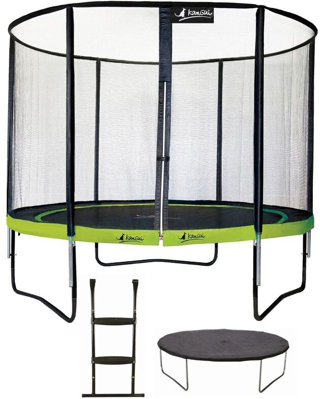 Kangui - Trampoline de jardin rond 305 cm + filet de sécurité + échelle