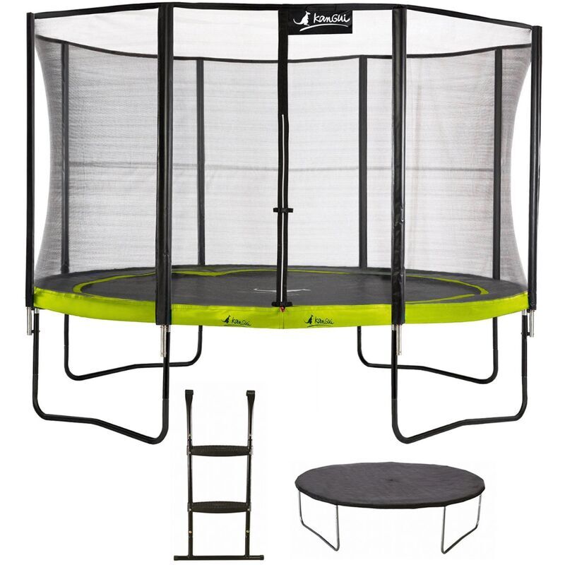 Kangui - Trampoline de jardin 365 cm + filet de sécurité + échelle +