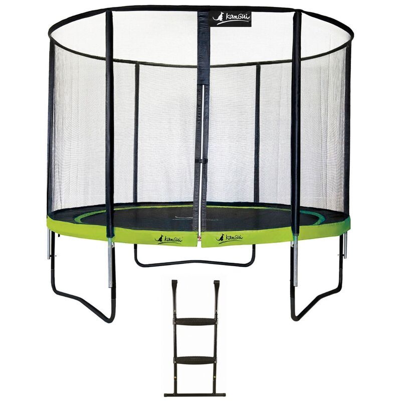 Kangui - Trampoline de jardin rond 305 cm + filet de sécurité + échelle PUNCHI