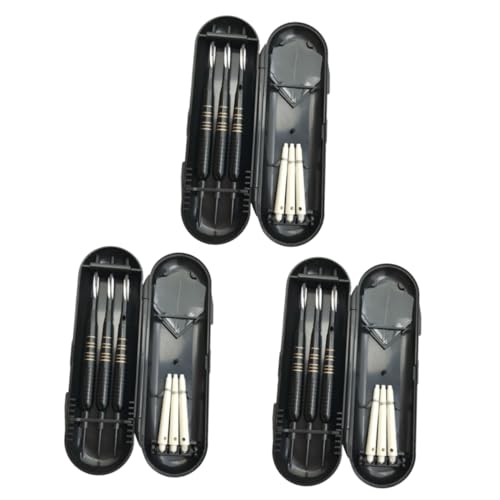 Happyyami 3 Sets Professionele dartpijlen set Zwarte dartpijlen met opbergdoos Comfortabele grip dartpijlen Duurzame dartpijlen Zwarte dartpijlen met gravure Verpakt darts