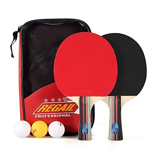 VGEBY Tafeltennisset, 2 tafeltennisbatjes + 3 tafeltennisballen + draagtas voor ballen