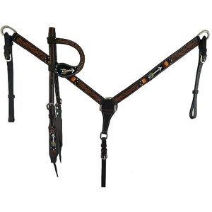 Showman Beaded Arrow Design Argentina Leather Headstall & Breast Collar Set, Average Full Size Horse