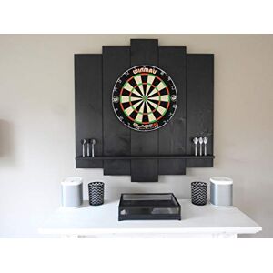 WDS Darts Sports Wooden Dartboard Surround, Premium Dart Wall Protection & Tablet Holder, Powered by “Maximiser” Max Hopp (Catch Ring, Dart Border), black, OHNE Tablet-Halter