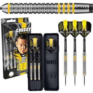 Harrows Dave Chisnall Chizzy 80% Tungsten Steel Tip Darts Set 21g, 22g, 23g & 24g - Includes Black Midi Supergrip Shafts, Prime Flights & Travel Case (23.00, Grams)